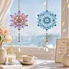 2Pcs Diamond Painting Acrylic Double Sided Snowflake Wind Chime Suncatcher with Crystal Hanging Pendant