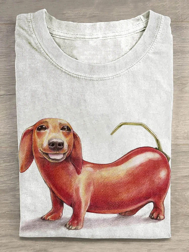 Teecade Teecade  Unisex Funny Dachshund Abstract Print Design T-Shirt