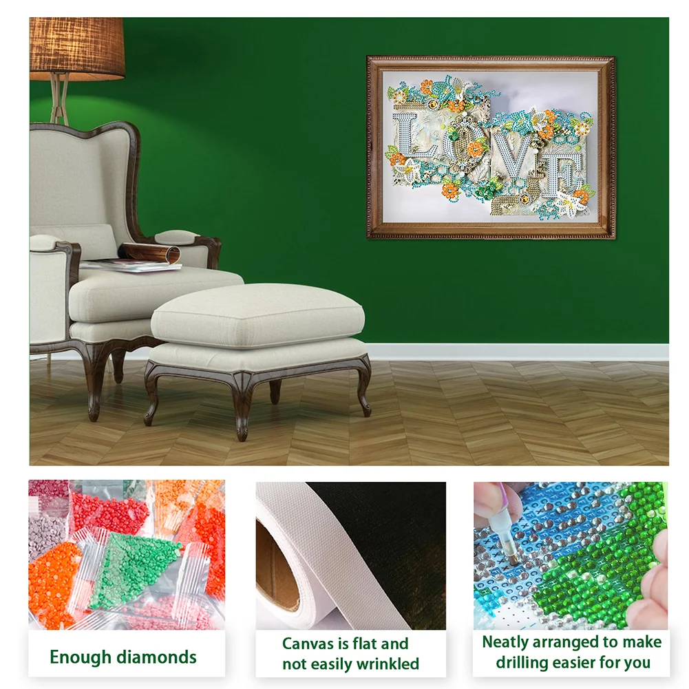 Diamond Painting - Partial Special Shaped Drill - Love(40*30cm)