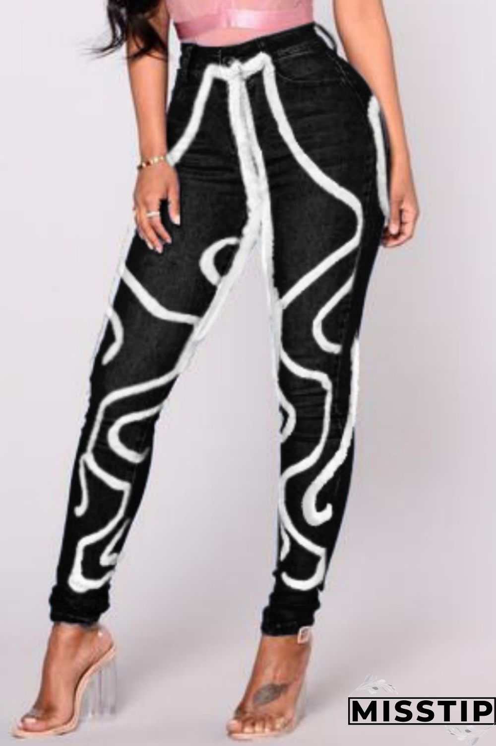 Light Blue Casual Solid Patchwork Mid Waist Regular Denim Jeans