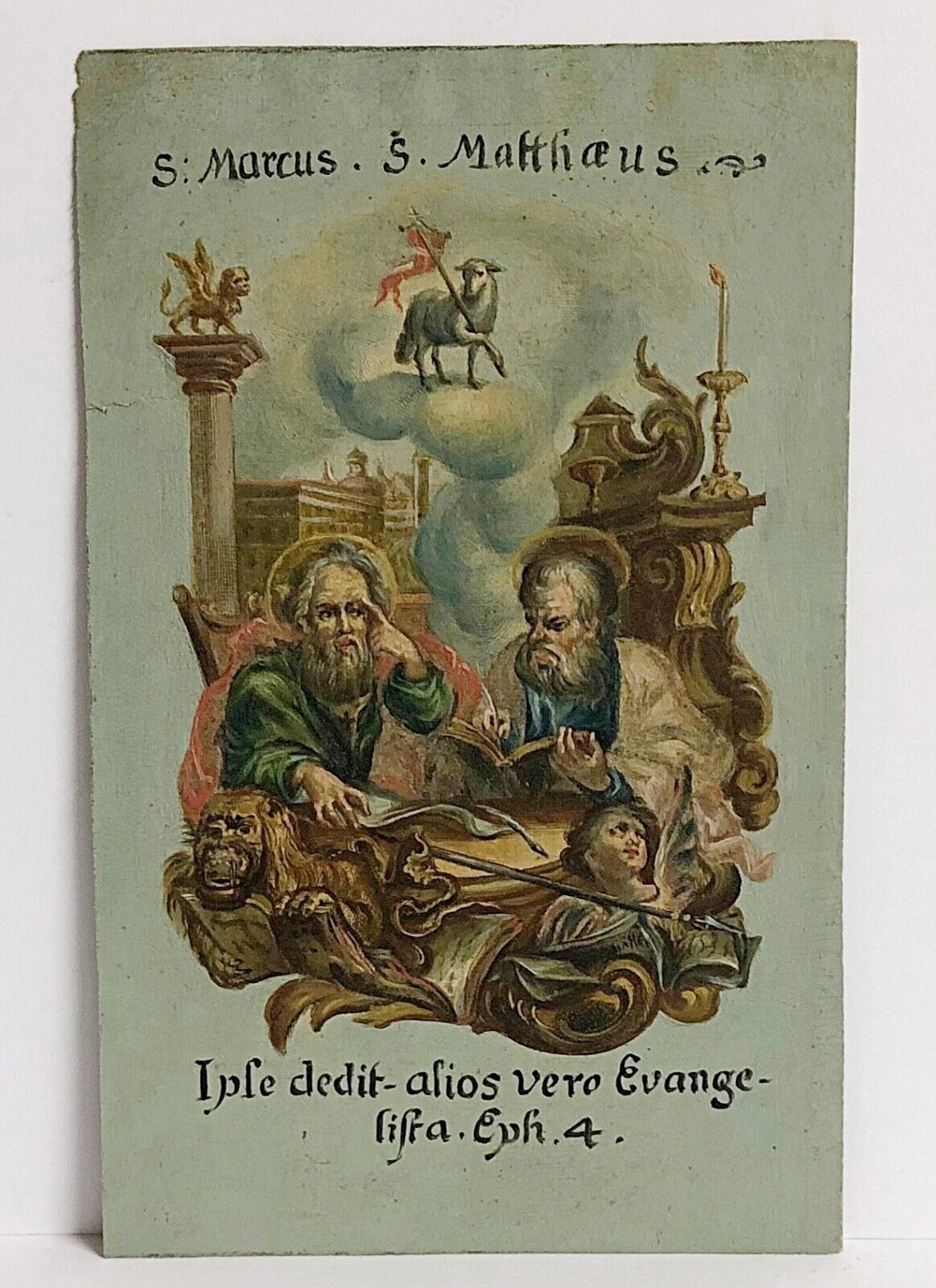 Devotional Picture st Mark And Matth?us 18. Jh Painted Holy Pilgrimage (U-9282