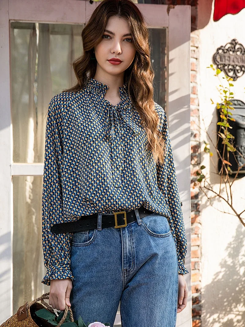 2021 puff sleeve casual loose Floral chiffon blouse shirt women female blouse shirt spring summer women oversize Blouse top