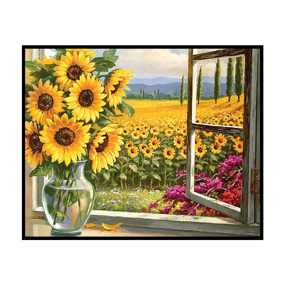 14CT Full Stamped Cross Stitch - Sunflower(Canvas|40*50CM)