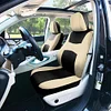 Automotive Seat Covers Beige Black Universal Fit Seat Cover Combo Set with Steering Wheel Cover and Seat Belt Pad (Airbag Compatible and Split Bench)