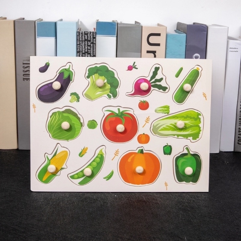 Children ‘s Education Wooden Toys Numbers Alphabet Fruit Intelligence Building Blocks 1 Set