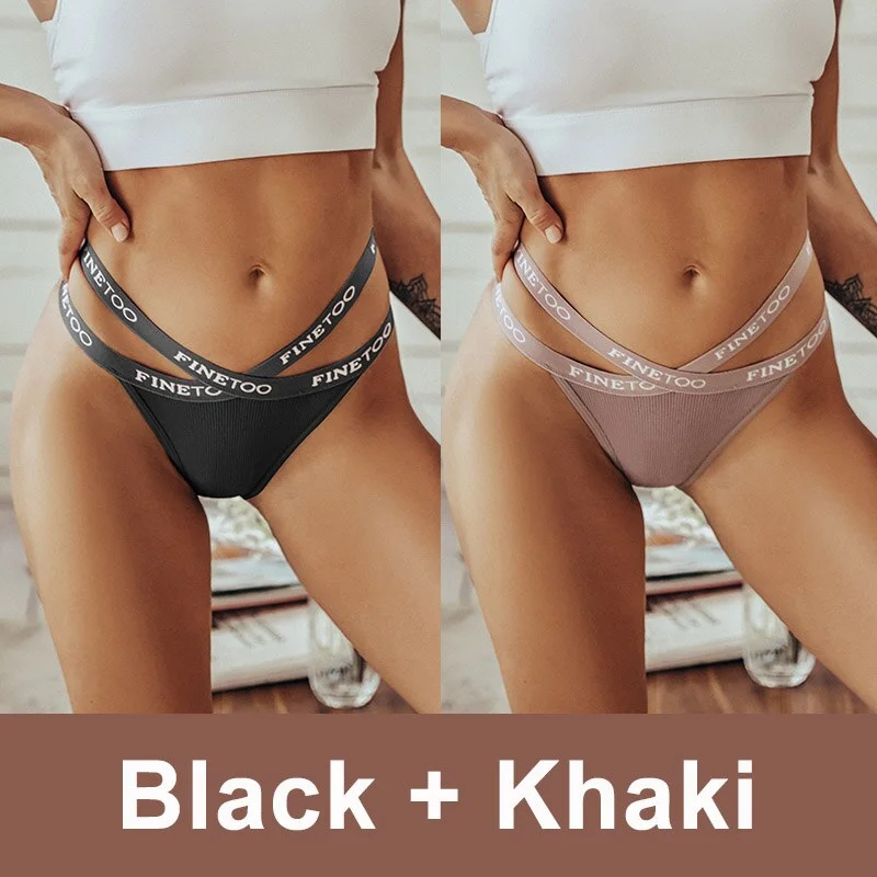 2PCS/Set Cotton Panties Women's Lingerie Sexy Underwear G-string Briefs Female Underpants Pantys Girls Tangas Thong Panties