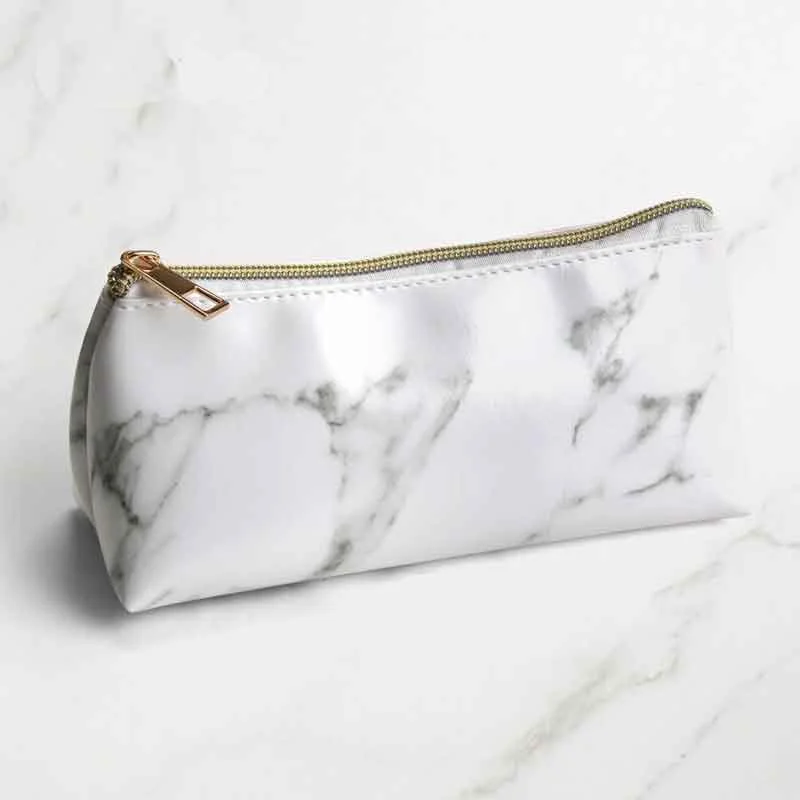 Marble Pencil Case Quality PU Leather School Supplies Stationery for Girls Boy Gift Pencil Case Cute Pencil Box School Tools