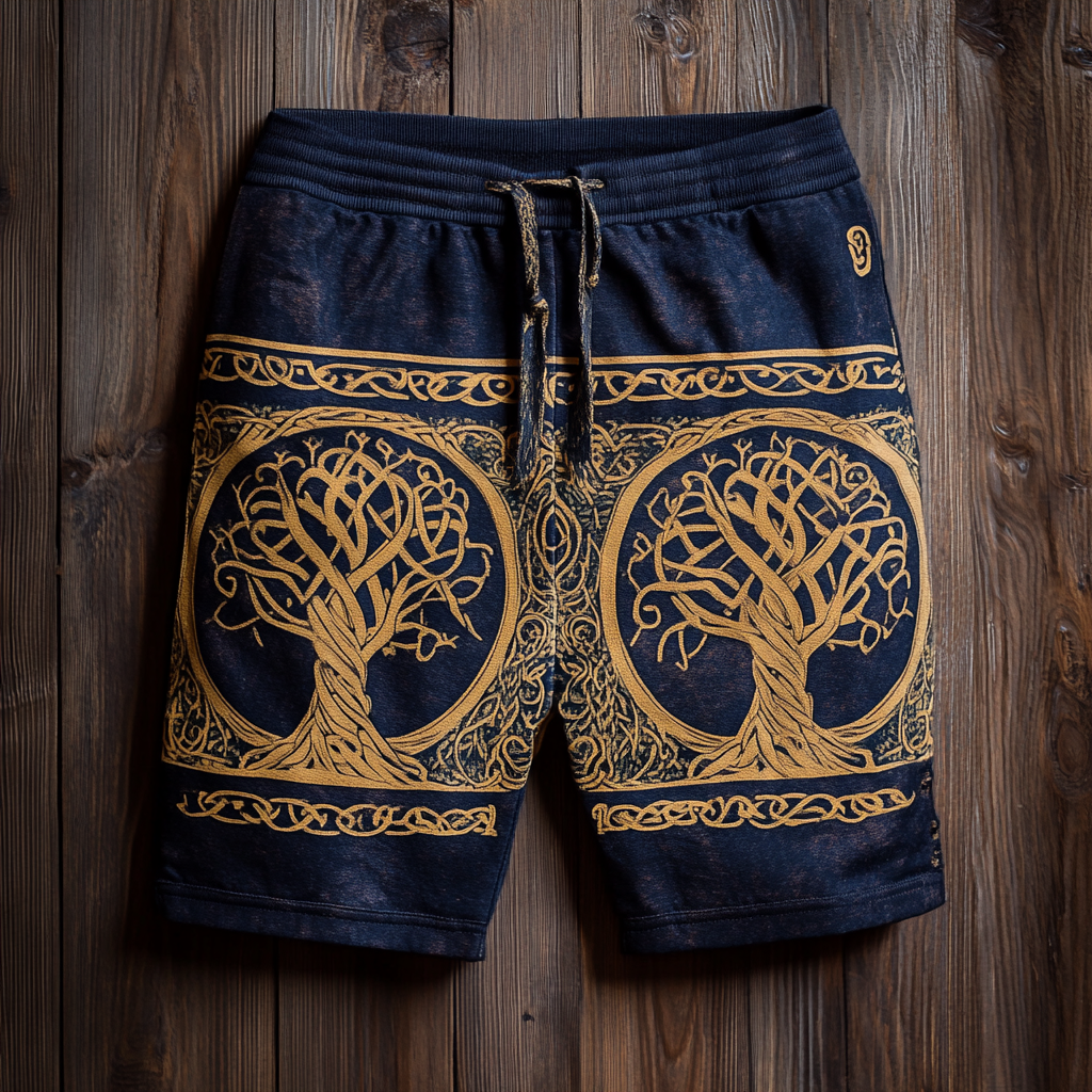 Men's Viking Vintage Life of Tree Nordic Mythology Sport Shorts
