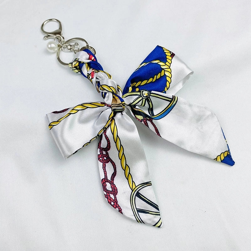 Sweet Minimalist Bow Knot Cloth Metal Unisex Bag Pendant Keychain