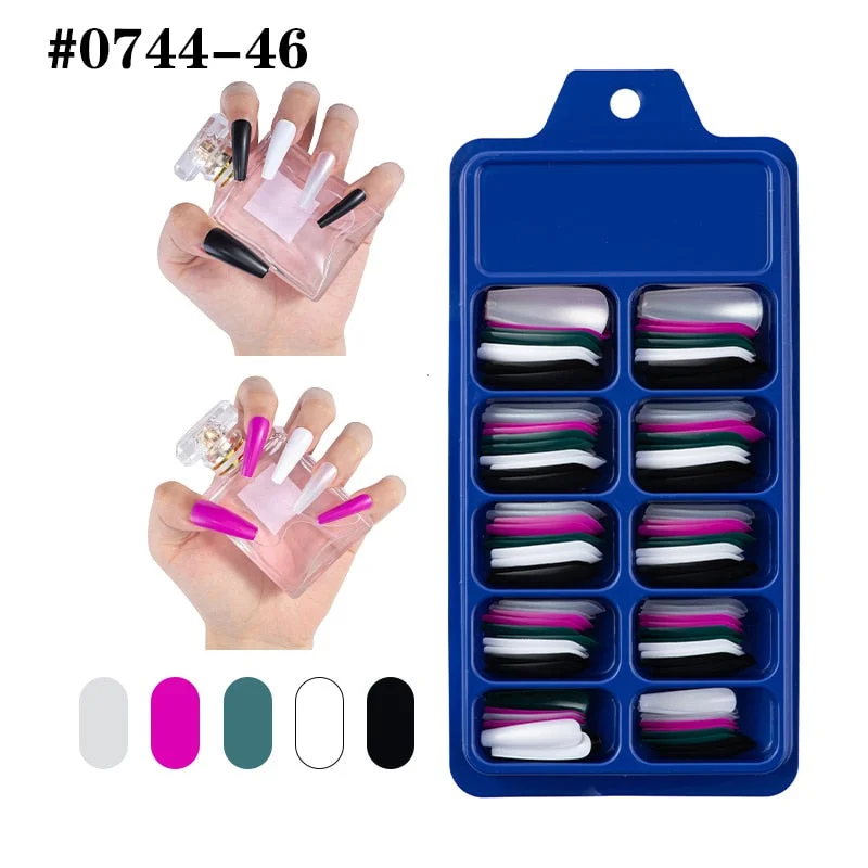 Lamemoria 100/500pcs/opp/box Fake Nails Coffin Nail Tips Press on Nails Natural Clear Long Ballerina DIY False Nail Full Cover-Nail Inspo