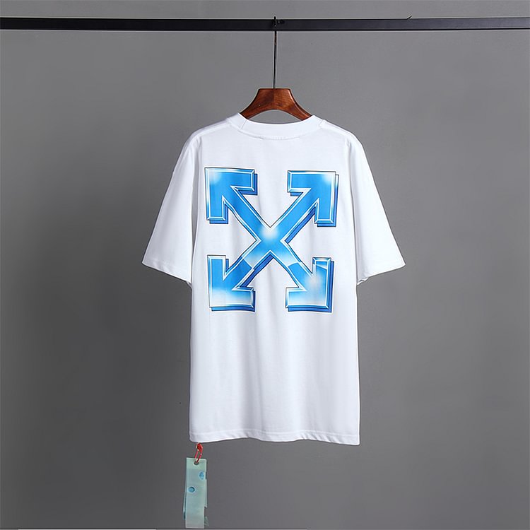 Off White T Shirt Arrow Print Short Sleeve Tshirt Casual and Comfortable Plus Size Men's Clothing Owt