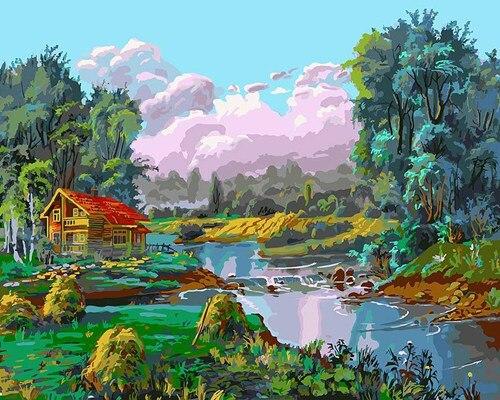 

House on Riverside – Paint By Numbers - 40*50CM, 501 Original