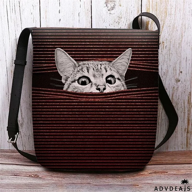 Cute Cat Striped Adjustable Crossbody Bags