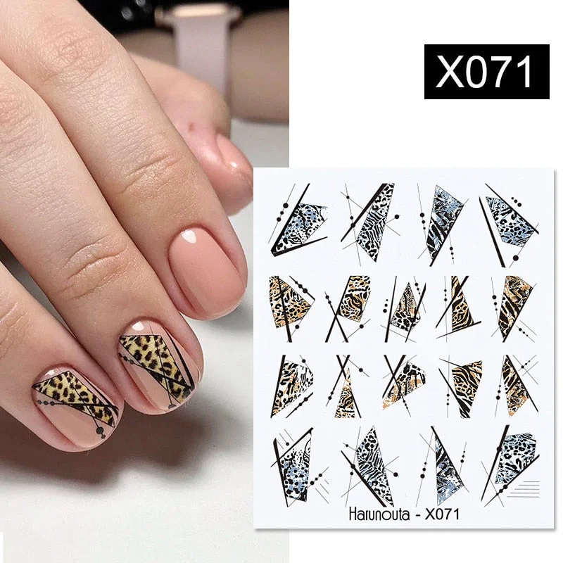 Harunouta Autumn Flowers Leaves Line Patter Nails Sticker Nail Art Decorations Decals Water Transfer Slider Foil Manicures Wraps-Nail Inspo