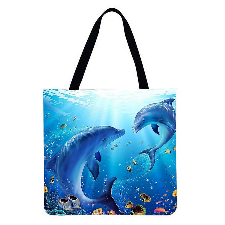 Dolphin - Linen Tote Bag