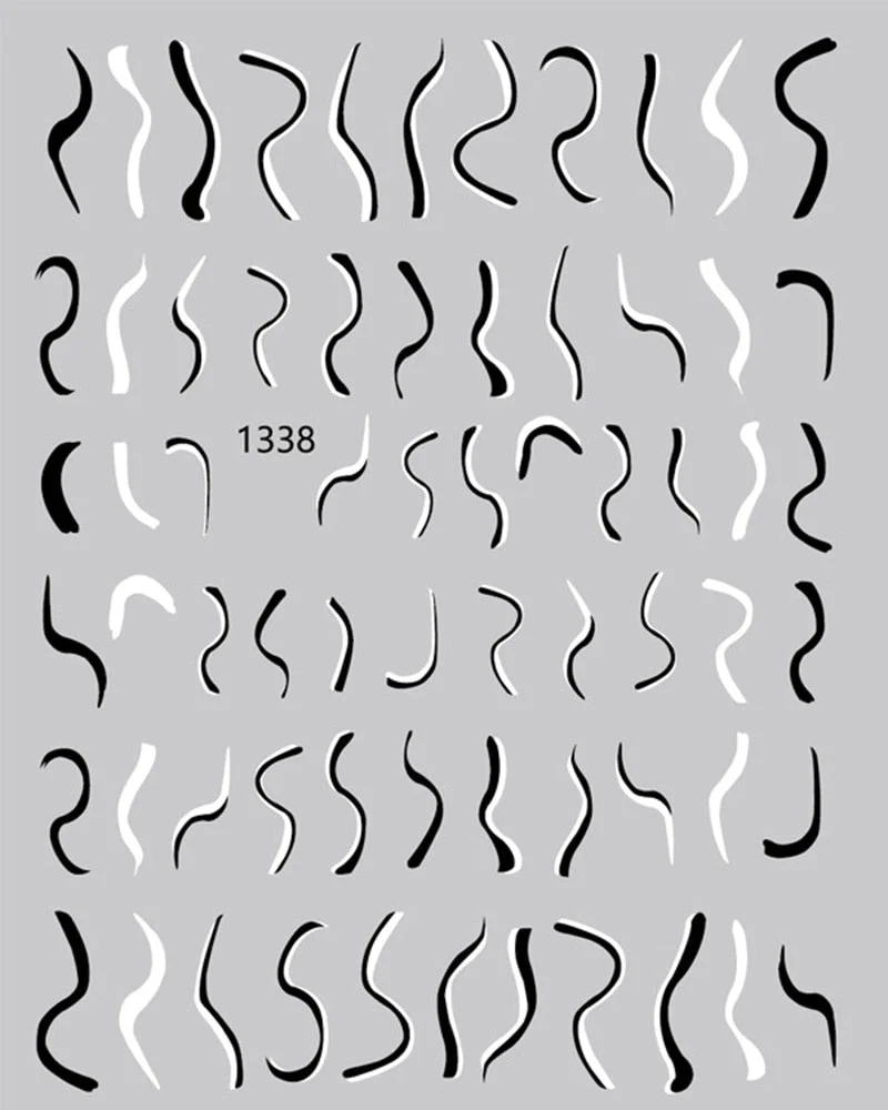 3D Swirl Lines Nail Sticker Geometry Irregular Whirling Wave Cow Print Decal on Nails Art Charms Manicure Slider Tip Accessories-Nail Inspo