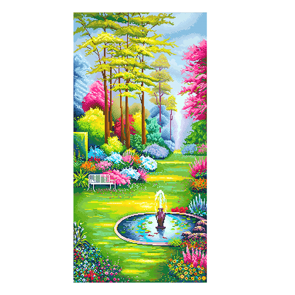 

Fountain Garden - 11CT Stamped Cross Stitch - 90*50CM (Big Size), 501 Original