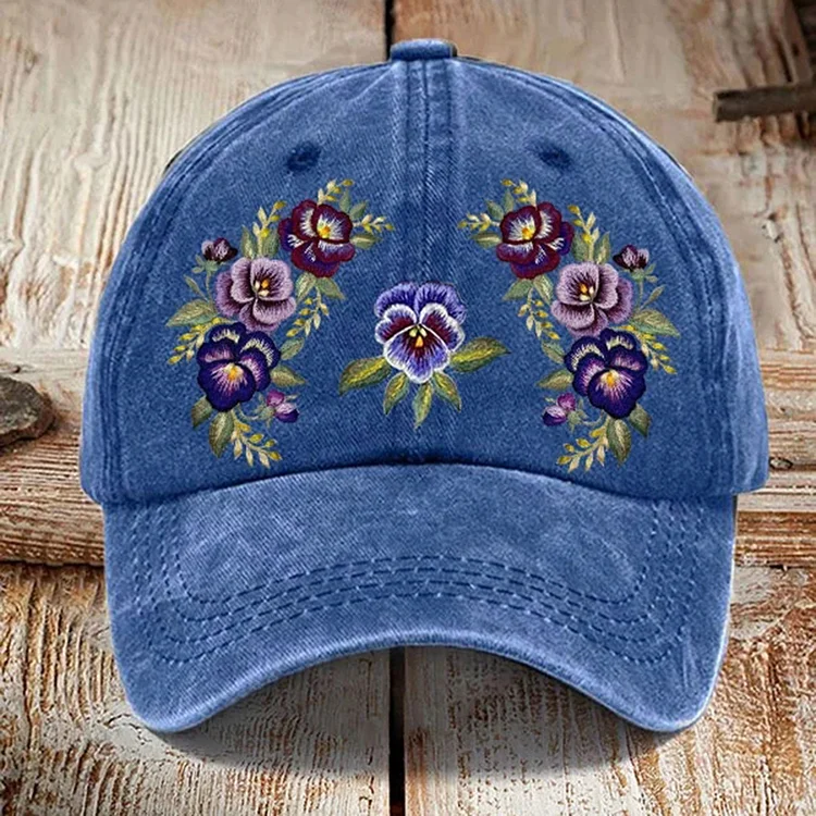 VChics Vintage Purple Floral Retro Cap