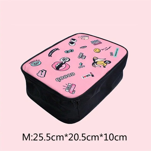 The high quality Ms. Cosmetic bag Cute cartoon carry-on travel bag big mouth luggage bag clothing pull suitcase sorting bag Trav