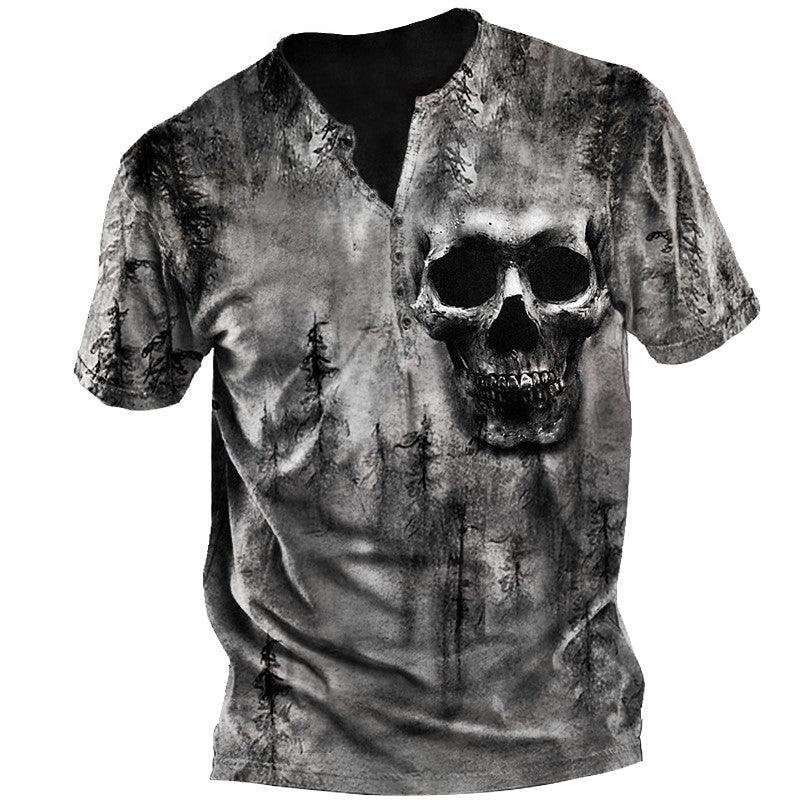 Mens Retro Skull Printed Outdoor Freedom T-Shirt