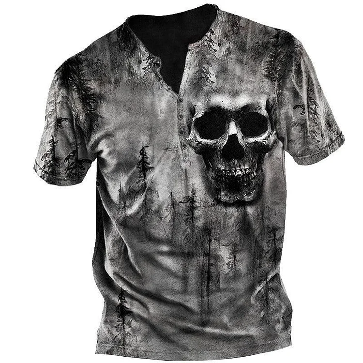 Mens Retro Skull Printed Outdoor Freedom T-Shirt