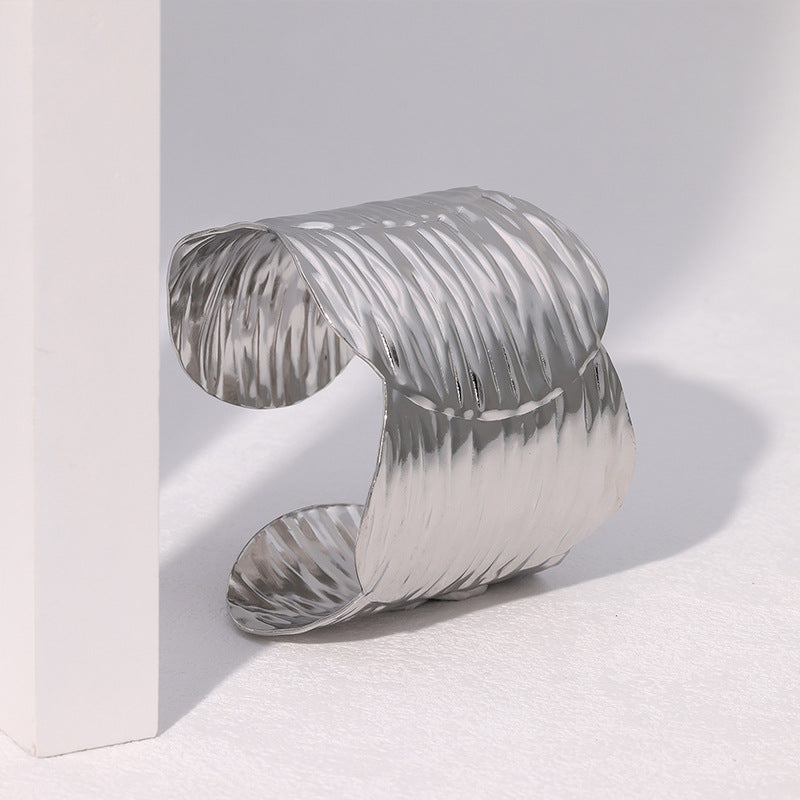 Exaggerated Personality Irregular Wide Bracelet Fashionable Gold-Plated Cold Style Stainless Steel Bracelet