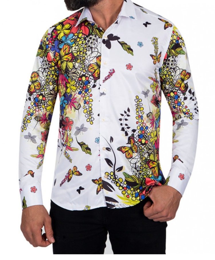 White Neon Floral Garden Print Shirt
