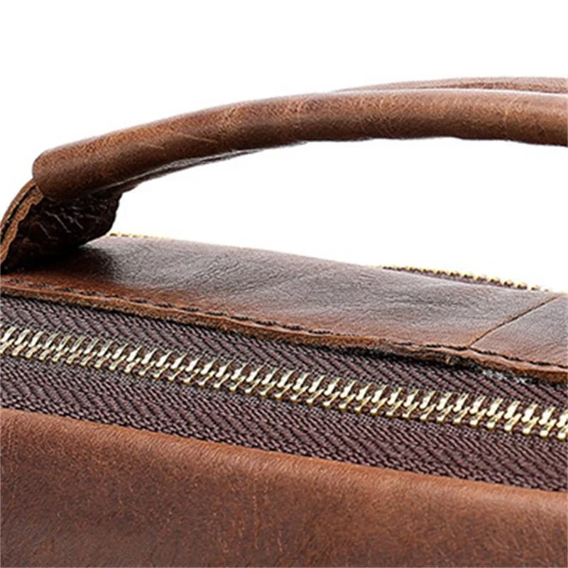 High Quality Retro Men's Shoulder Bag Large Capacity Leather Handbag