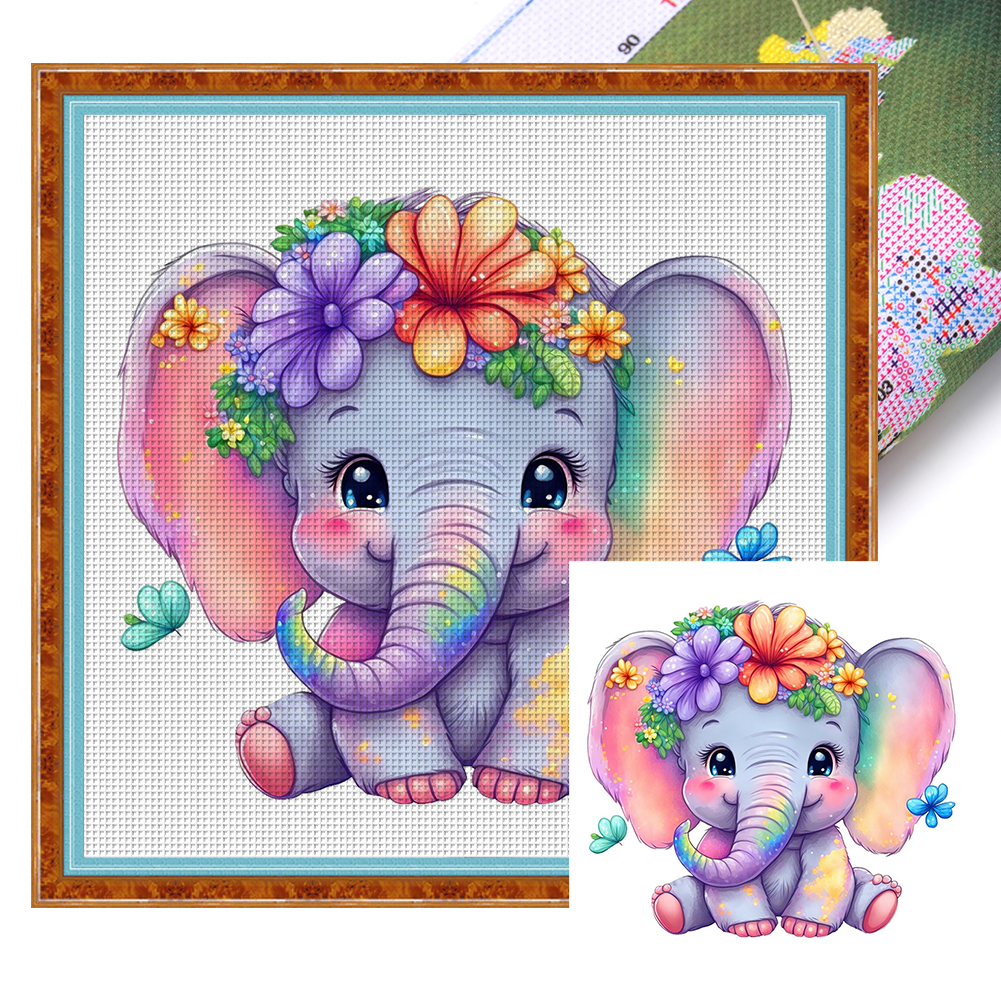 Elephant Full 18CT Pre-stamped Washable Canvas(20*20cm) Cross Stitch