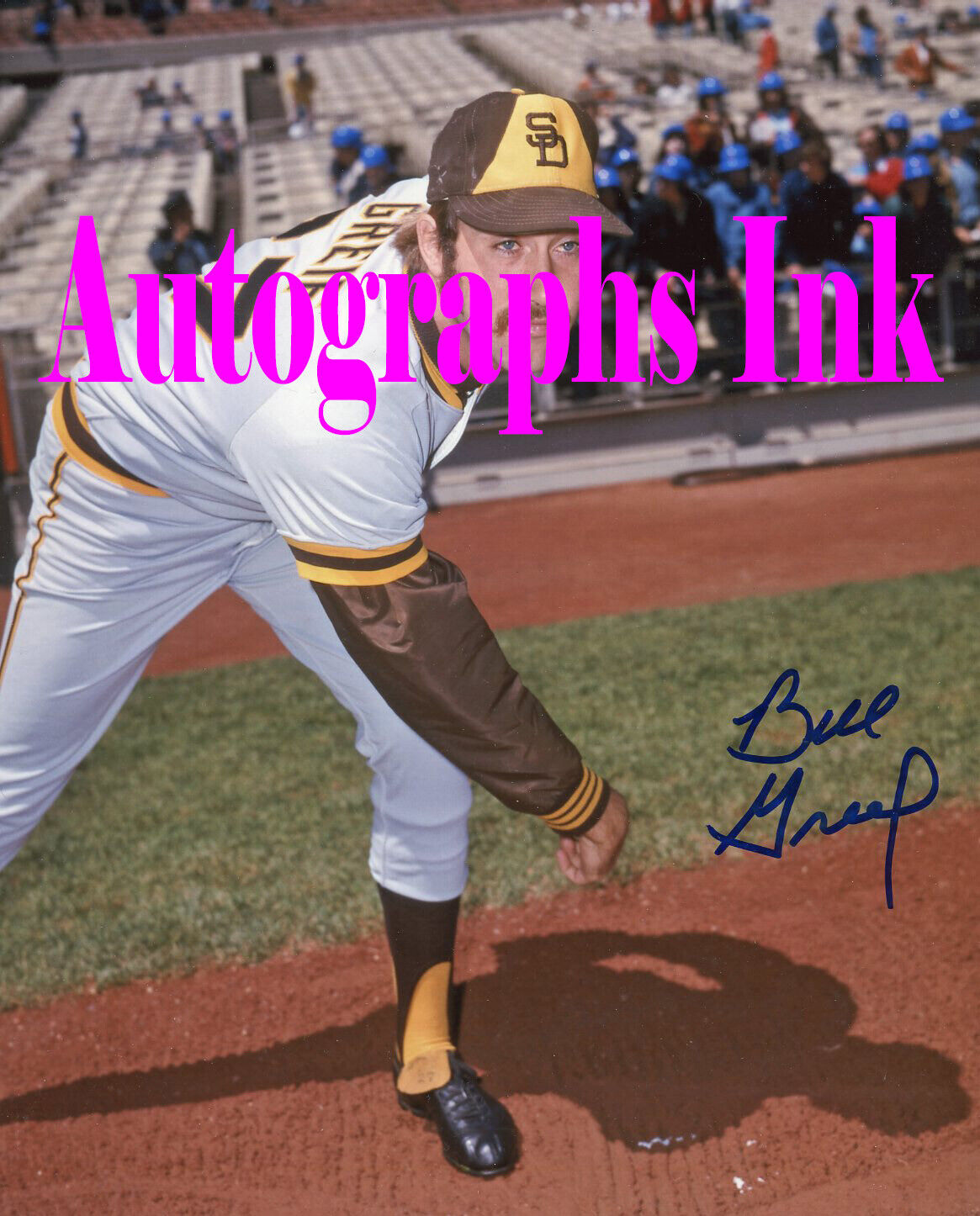 Bill Greif autographed 8x10 San Diego Padres Topps Vault