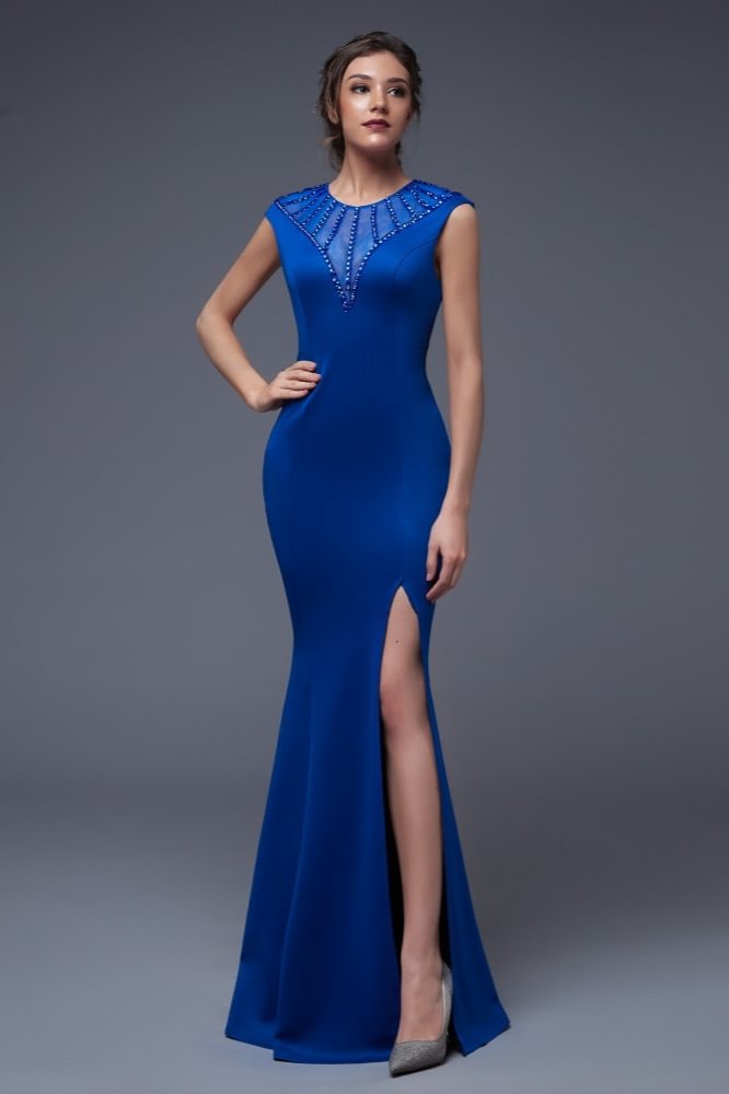royal blue mermaid long prom dress