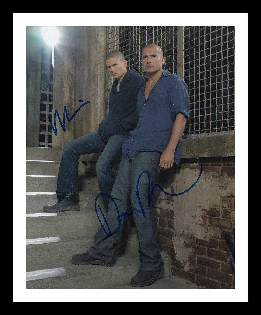 Wentworth Miller & Dominic Purcell - Prison Break Signed & Framed Photo Poster painting