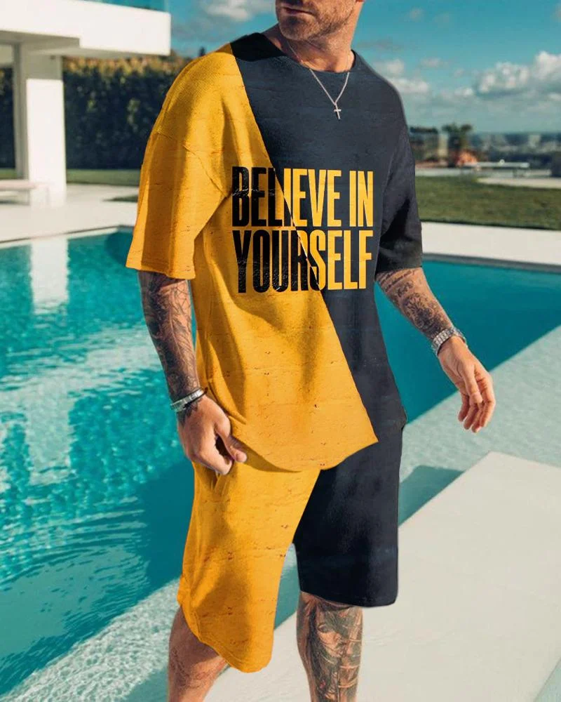 Men's Letter Printing Printing Leisure Sports Suit