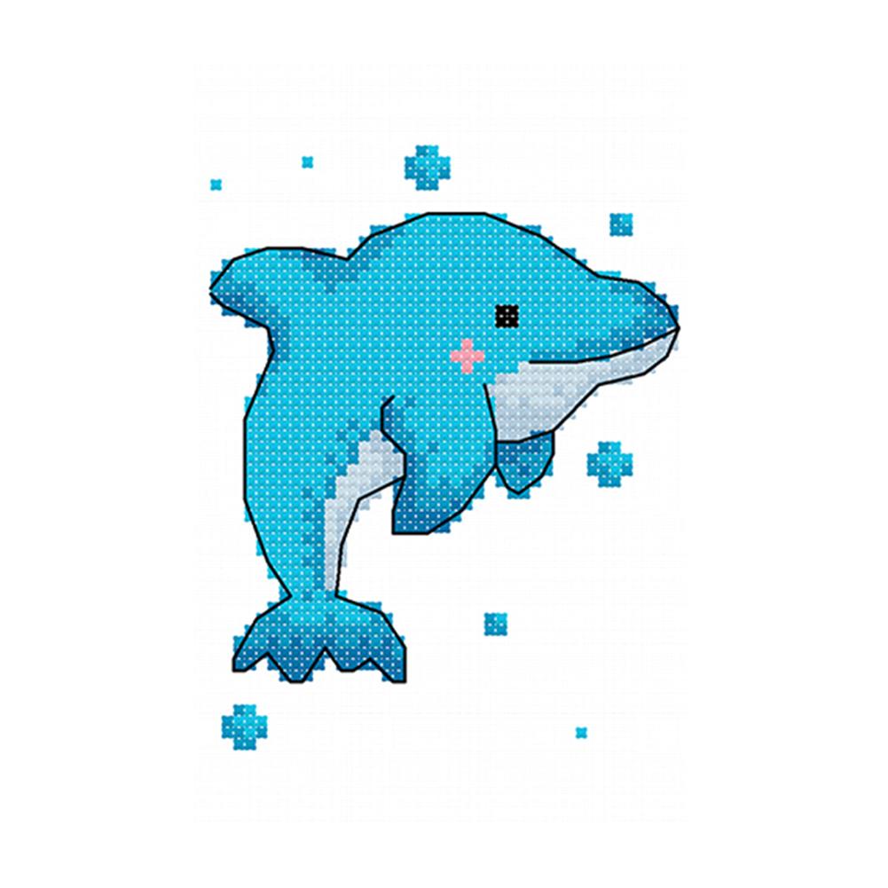 

Baby Dolphin - 11CT Stamped Cross Stitch - 25*20CM, 501 Original