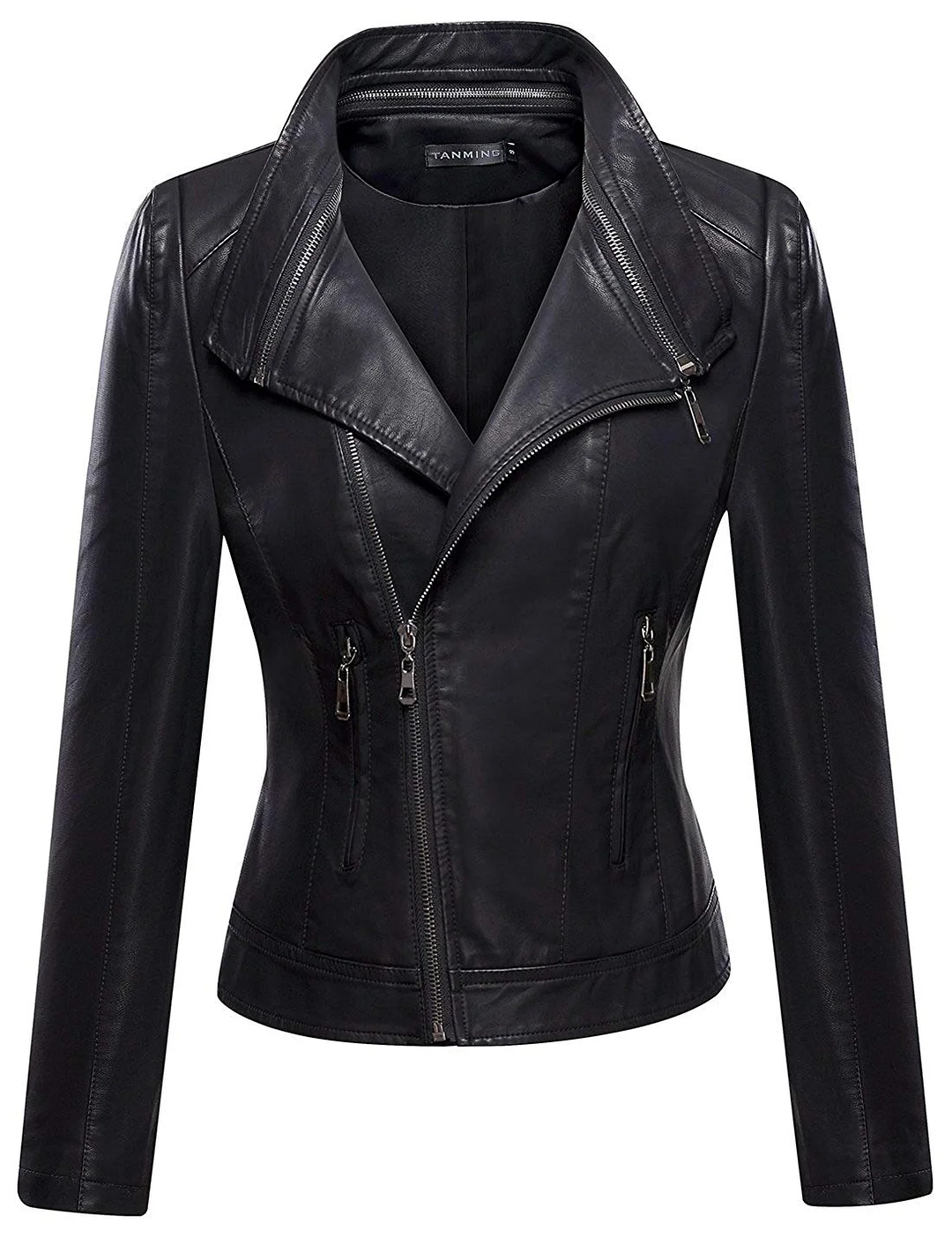 Women's Faux Leather Moto Biker Short Coat Jacket