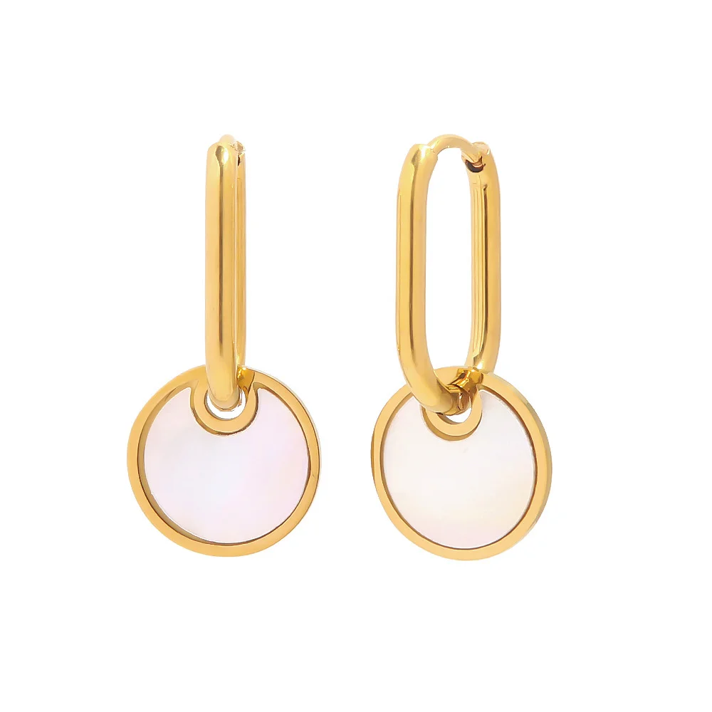 18K White Mother Of Pearl Drop Earrings