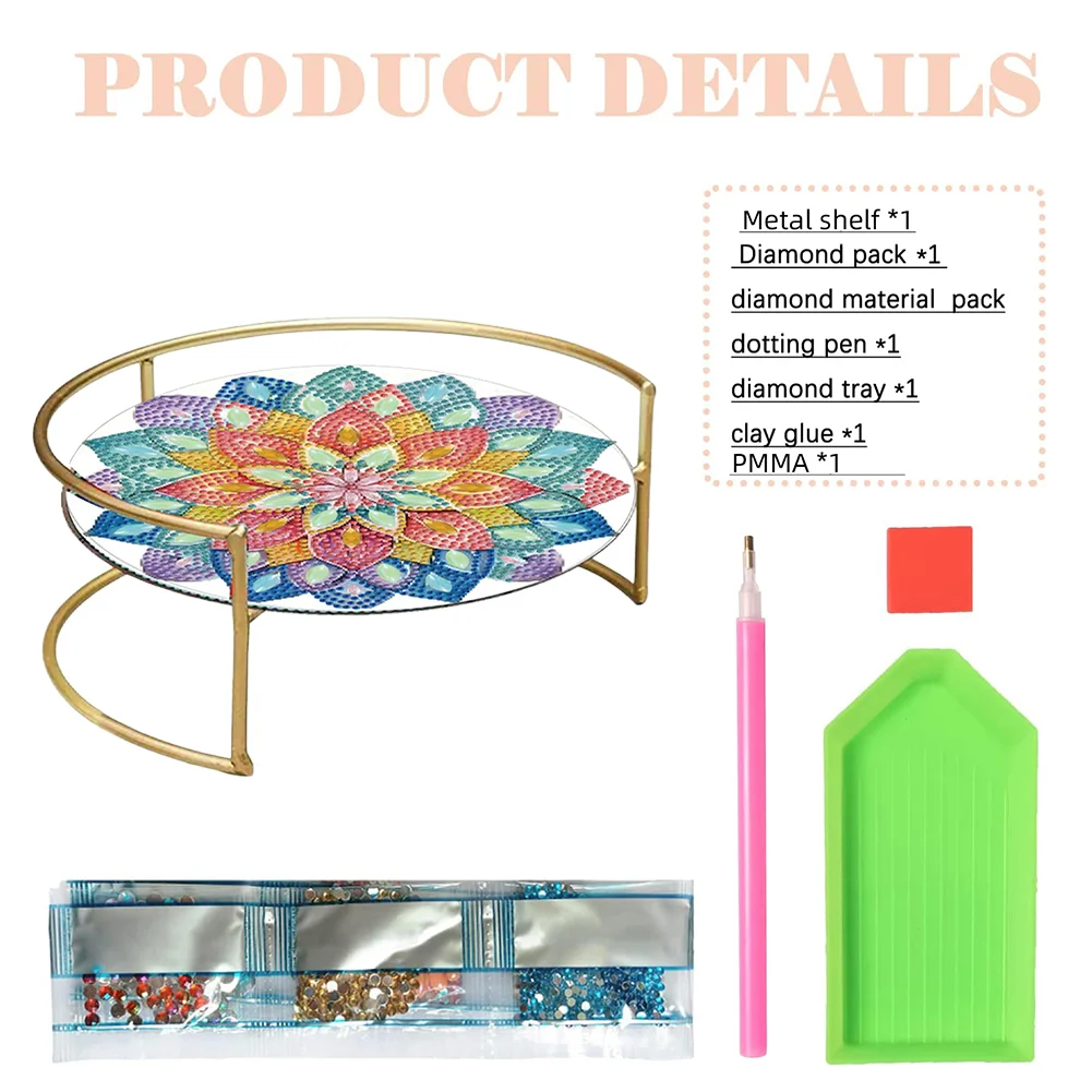 Acrylic Mandala 5D DIY Diamond Painting Serving Tray for Home Desk Coffee Table