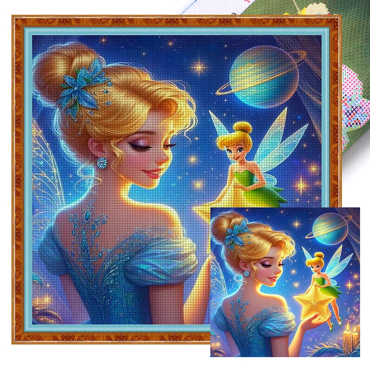 Tinker Bell In The Starry Sky (40*40cm) 11CT Stamped Cross Stitch gbfke