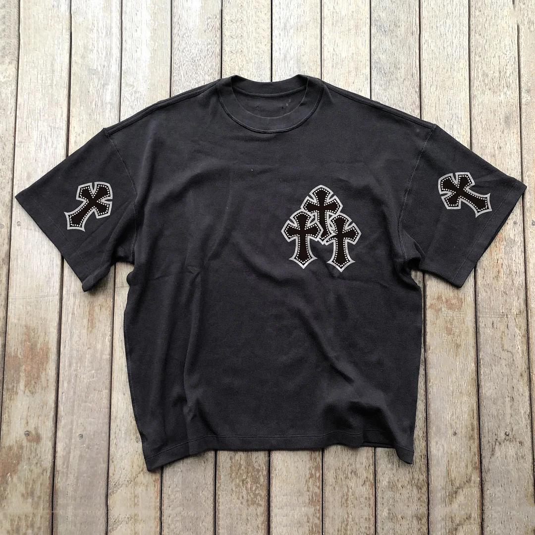 Cross hip hop fashion print short-sleeved T-shirt