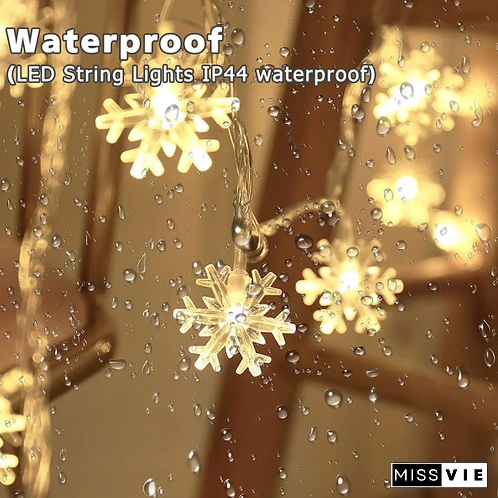 Battery Operated Snowflake Fairy String Lights For Indoor Outdoor Home Bedroom Patio Room