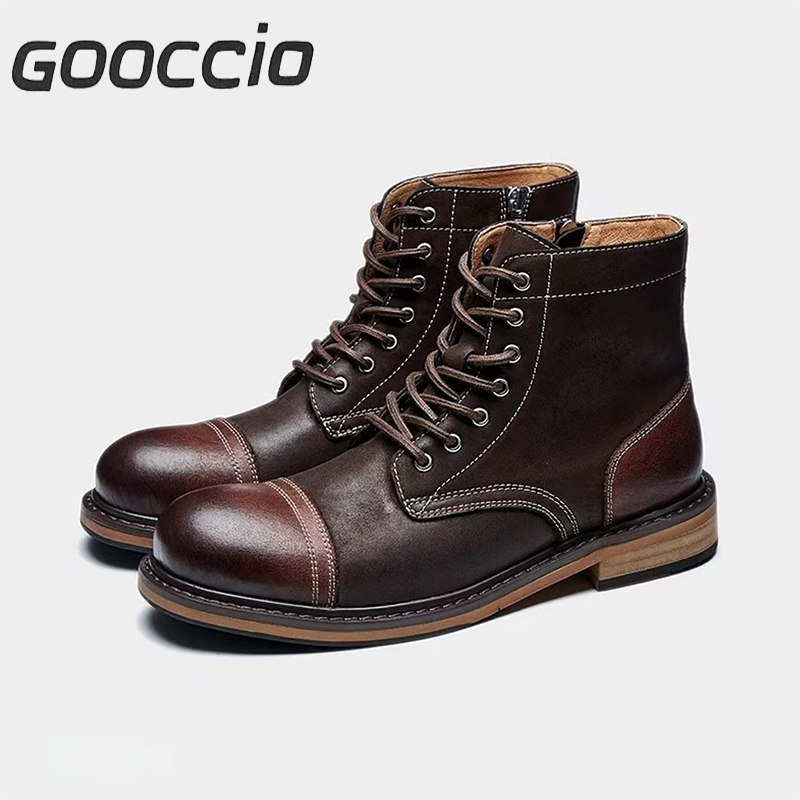 DT193 Retro-Style Cowhide Martin Boots For Men GOOCCIO   