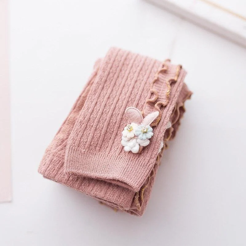 0 to 4 Years 2020 Cotton Girl Knitted Pants Winter Warm Leggings for Girls Cute Flower Leggings for Children Thick Baby Trousers