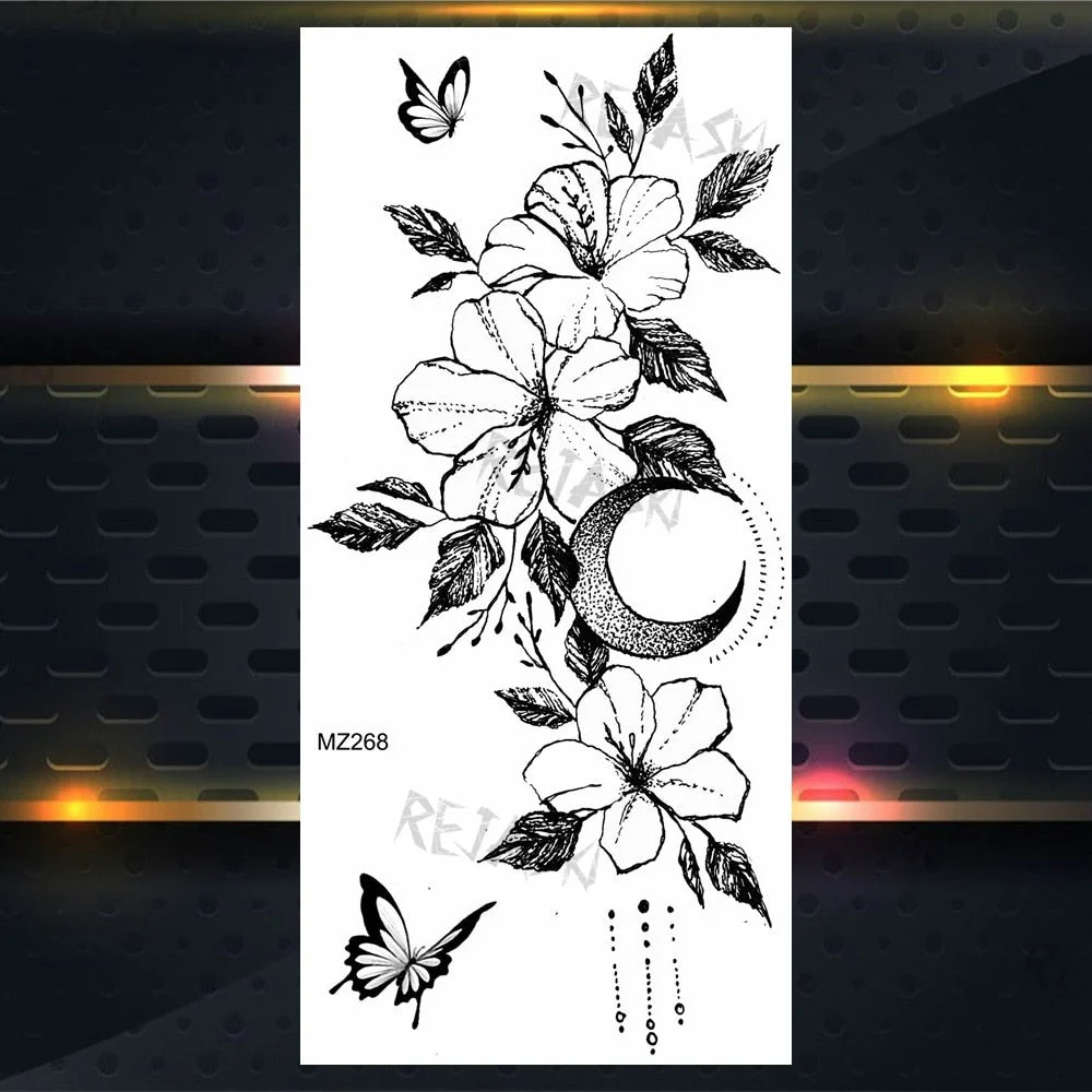 Purple Rose Jewelry Water Transfer Tattoo Stickers Women Body Chest Art Temporary Tattoo Girl Waist Bracelet Flash Tatoos Flower