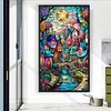 Colored House Glass Painting - Full Embroidery 3 Strands 11CT Stamped Cross Stitch - 40*70CM - Large Size