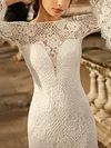 Lace Split-Joint Flared Sleeves Mermaid Wedding Maxi Dress