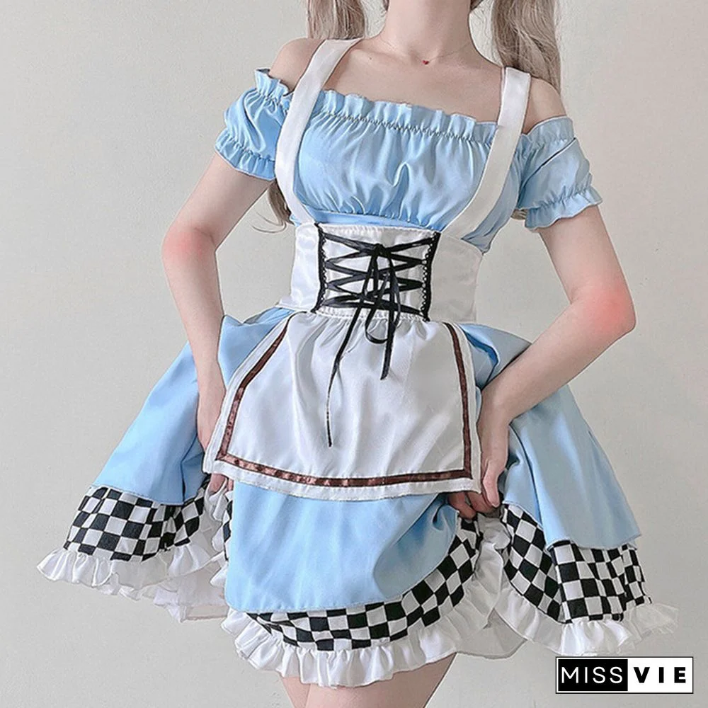 Lace Up Lattice Rulffled Lolita Dress