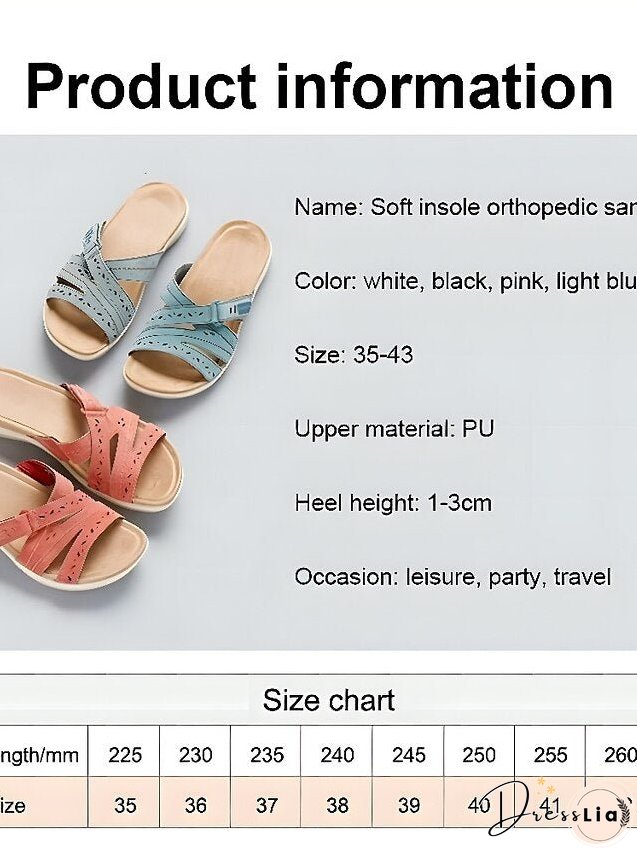Women's Sandals Slippers Boho Bohemia Beach Flat Sandals Outdoor Slippers Daily Beach Wedge Heel Classic Casual Pu