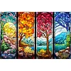 (Big Size)Glass Painting Four Seasons - 11CT Counted Cross Stitch - 60*40cm
