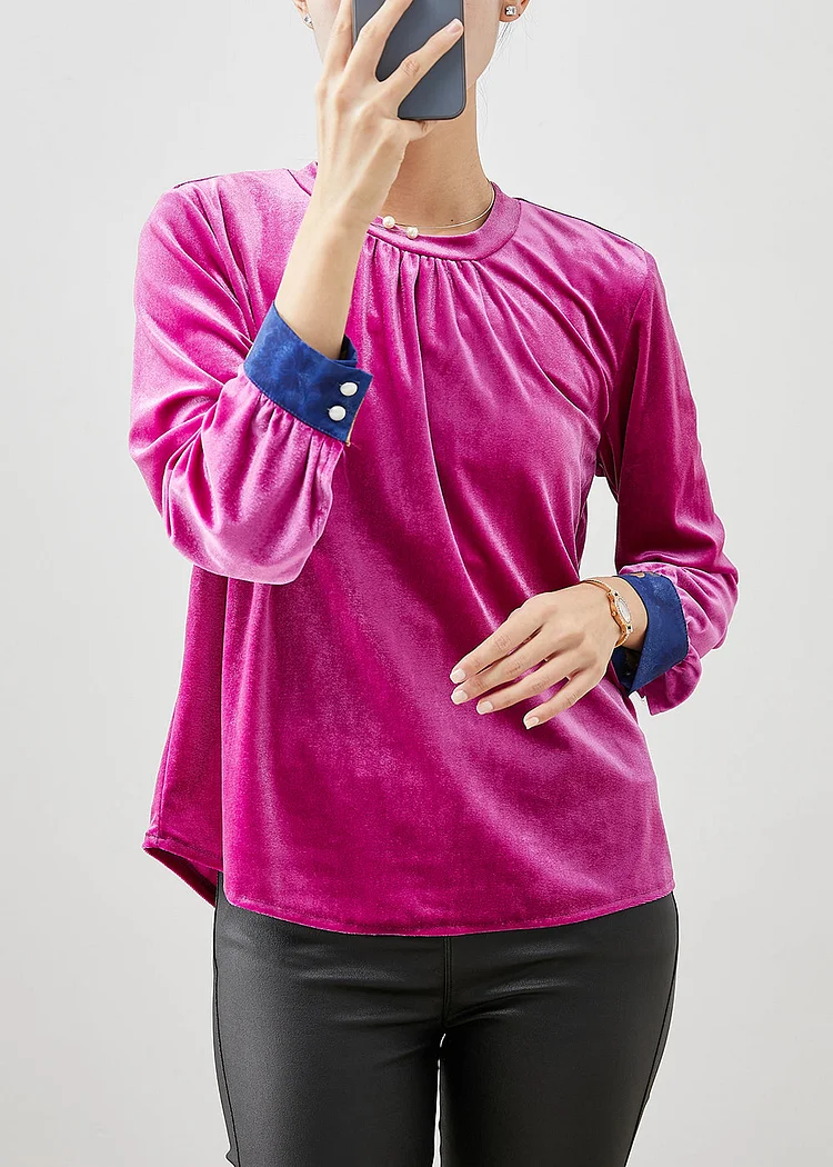 Art Dragon Color Oversized Silk Velour Shirt Top Spring