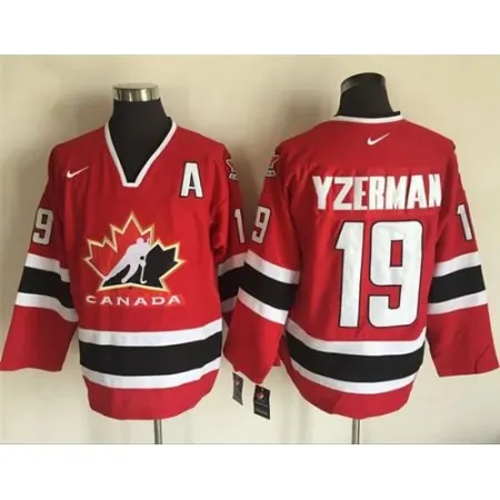 Team CA. #19 Steve Yzerman Red/Black 2002 Olympic  Throwback Stitched NHL Jersey